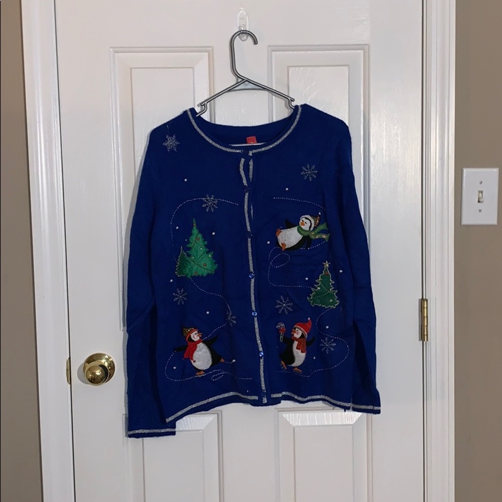 Blue ugly Christmas sweater